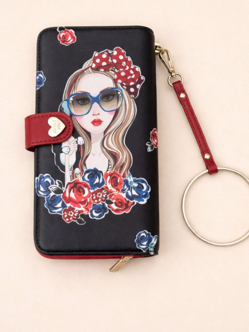 Nicole Lee Dollface Dog Floral Zip Around Wallet Wristlet Organizer View 4